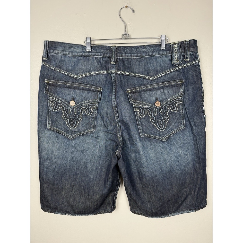 Antik Denim Jean Shorts Embroidered Flap Pocket Distressed Jorts Streetwear‎ Y2K